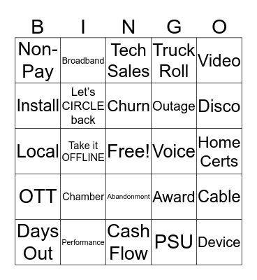 V Y V E Bingo Card