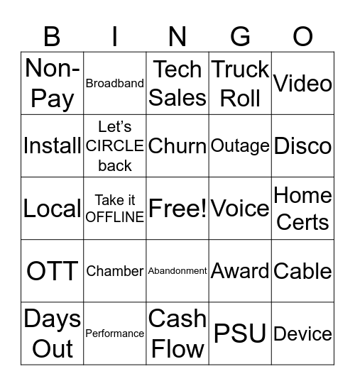 V Y V E Bingo Card