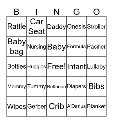 Brittanae's Belly Bingo Card