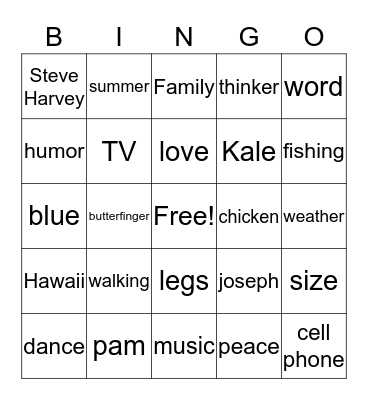 Joseph Birthday  Bingo Card