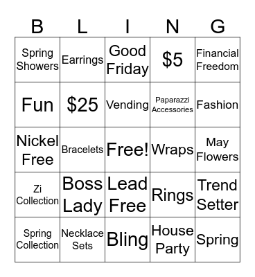 Spring Into Fashion Bingo Card