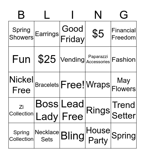 Spring Into Fashion Bingo Card