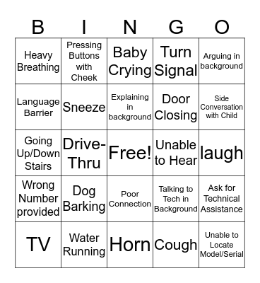 Call Listening 3  Bingo Card