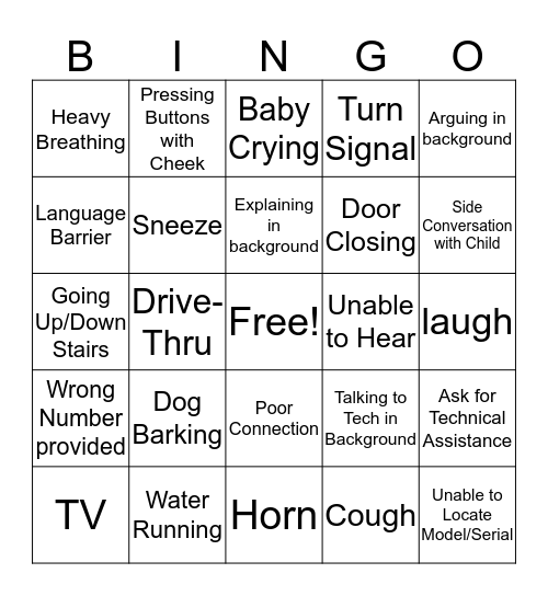 Call Listening 3  Bingo Card