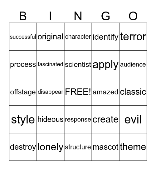 Unit 4 Vocabulary Bingo Card