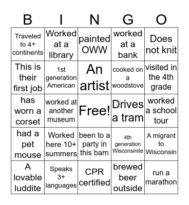 New Team Bingo Card