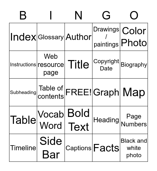Non Fiction - Updated Bingo Card