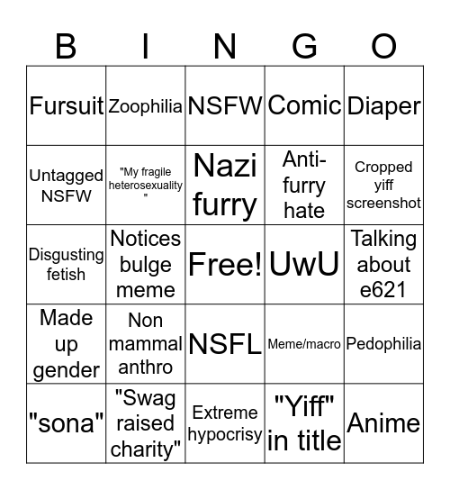 Furry_irl bingo  Bingo Card