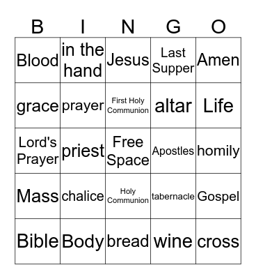 Holy Eucharist  Bingo Card
