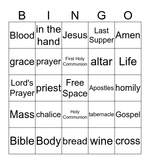 Holy Eucharist  Bingo Card