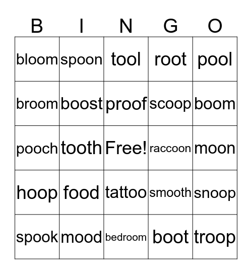 oo food Bingo Card