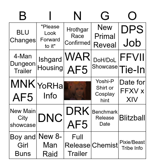 FFXIV Tokyo Fanfest Bingo Card