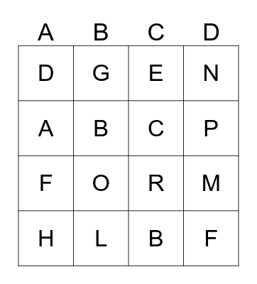 ALPHABET BINGO  Bingo Card