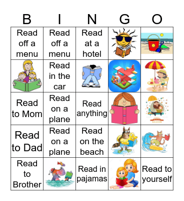 Vacation Reading Bingo Card