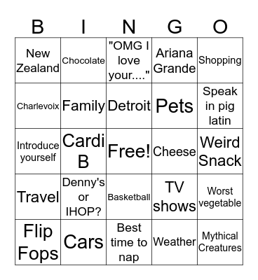 Ice Breaker Bingo Card