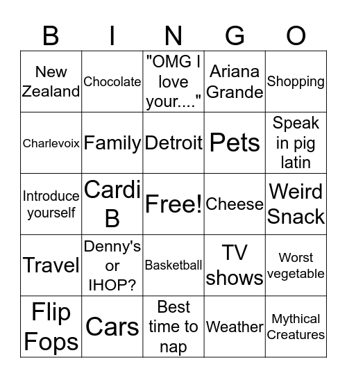 Ice Breaker Bingo Card