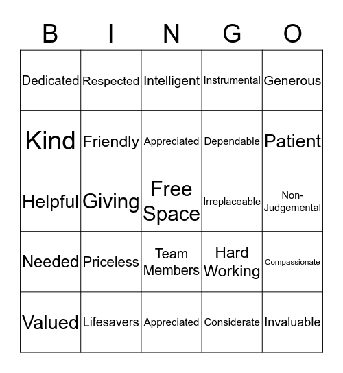 Volunteer Bingo Card