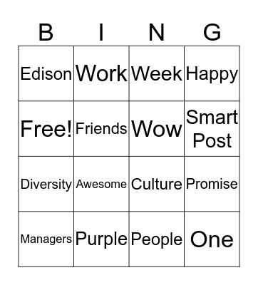 Purple Promise Week Bingo Card