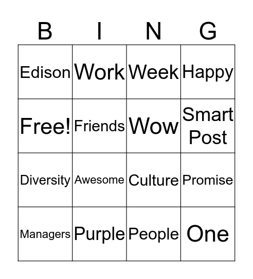Purple Promise Week Bingo Card