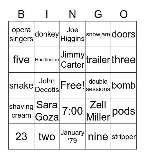 Booth Bingo Card