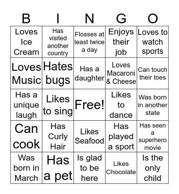 Mother Daughter Tea Party Get to Know You Bingo Card