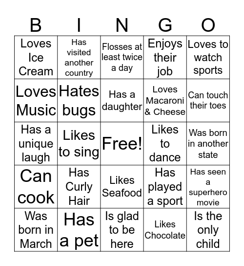Mother Daughter Tea Party Get to Know You Bingo Card
