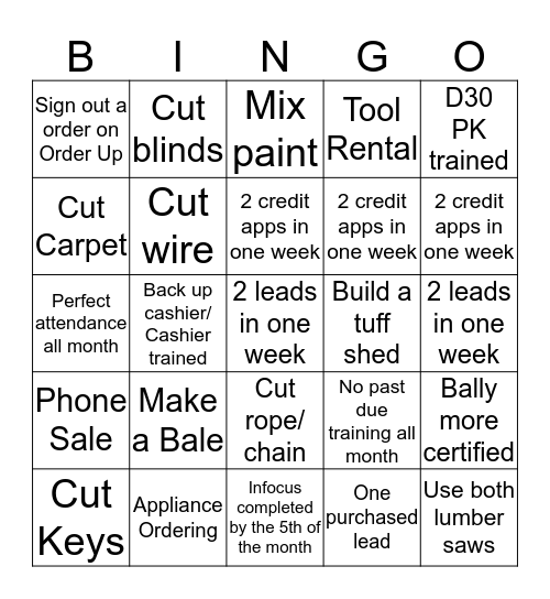 LEAD - O- BINGO Card