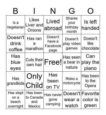 B.O.B. Bingo Card