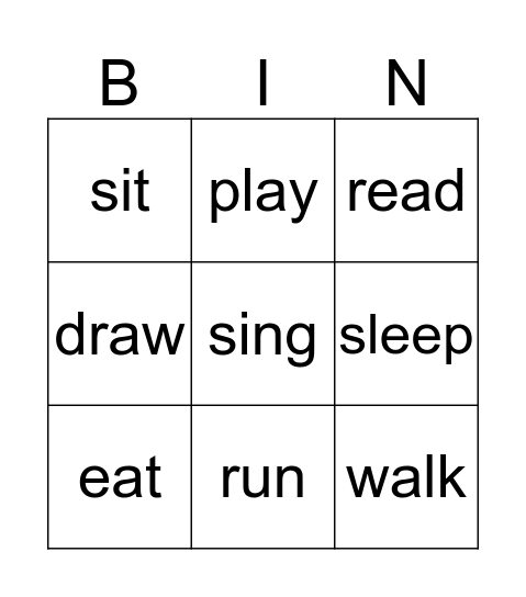 Go for it 3 verbejä Bingo Card
