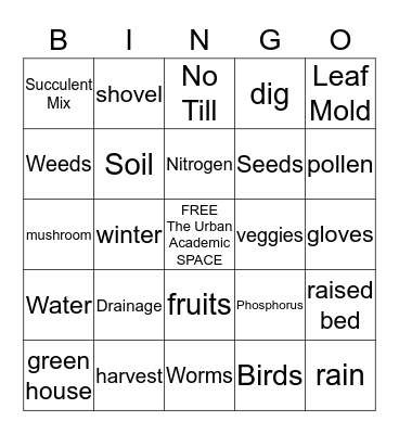 Garden Bingo Card