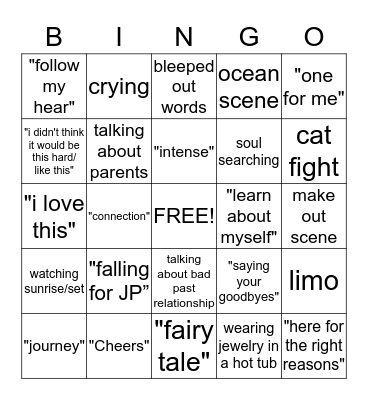 Juan Pablo Bingo Card