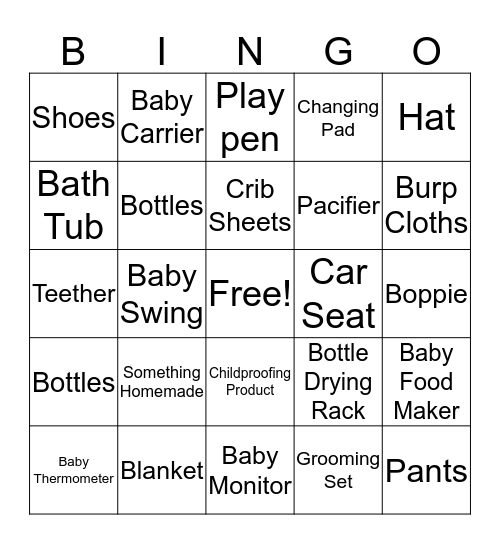 Baby Shower Bingo  Bingo Card