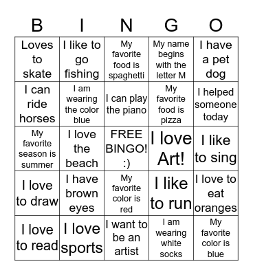 Getting To Know You Bingo! Bingo Card