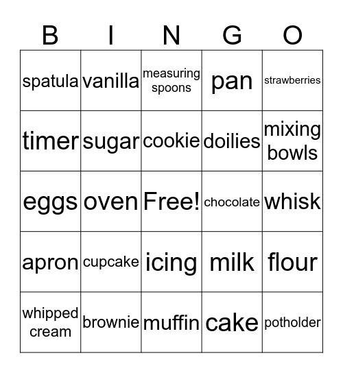 Cupcake Bingo Card