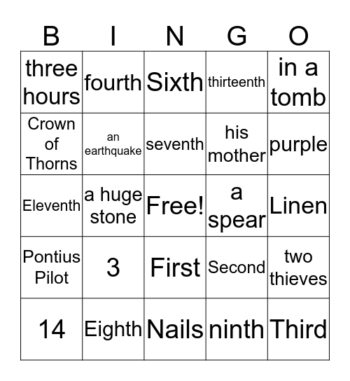 Stations of the Cross Bingo Card