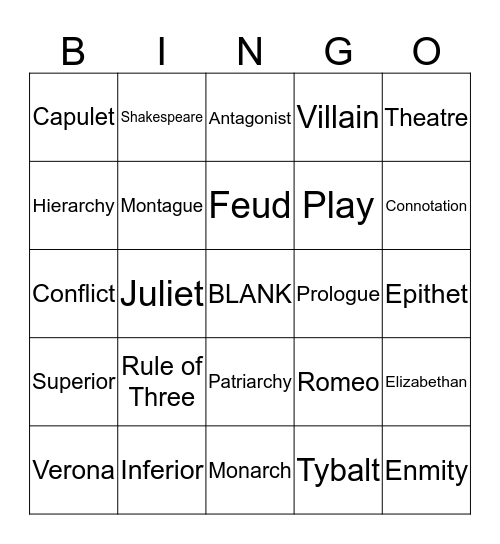Keyword  Bingo Card