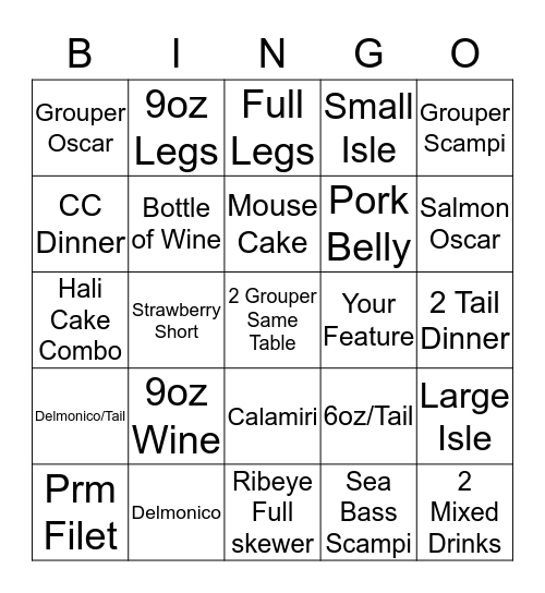 Connors Bingo Card