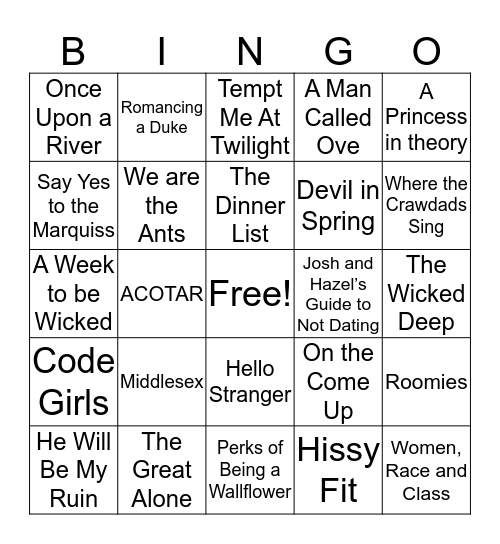 Lani’s TBR Bingo Card