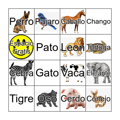 Animal Bingo Card