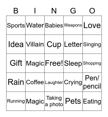 Movie Night Bingo Card