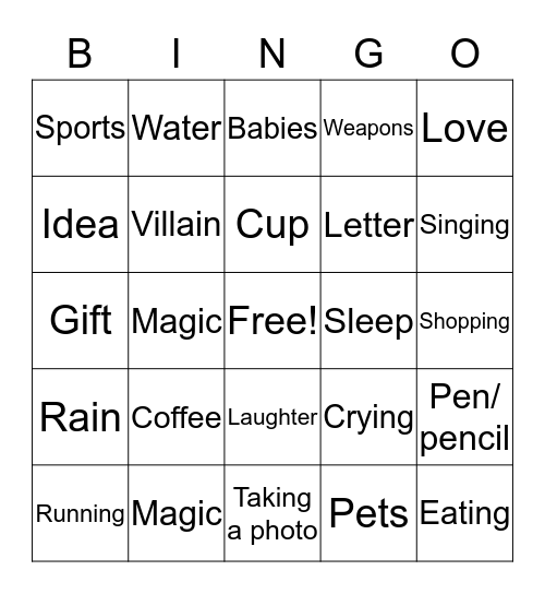 Movie Night Bingo Card