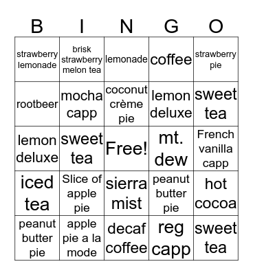 Big Gulp! Bingo Card