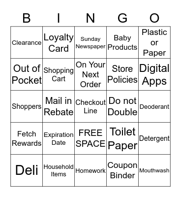 Let's Coupon Bingo Card