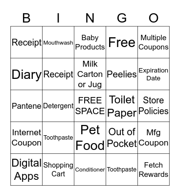 Let's Coupon Bingo Card