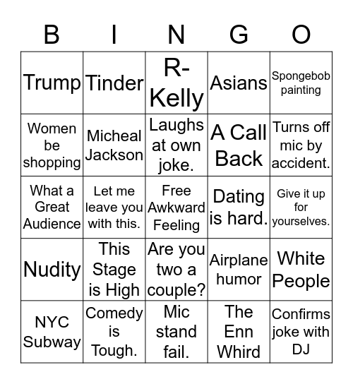 Hacks Bingo Card