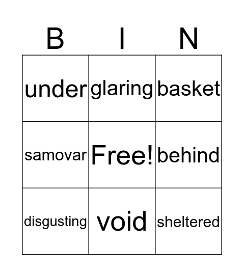 Vocabulary Bingo Card