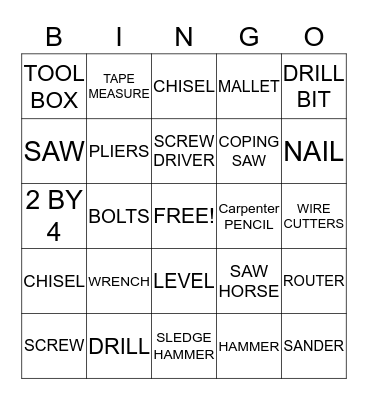 Tool Bingo Card