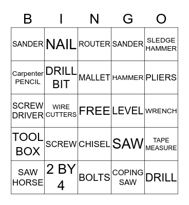 TOOL BINGO Card