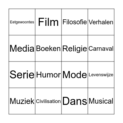 Taal&Cultuur Bingo Card
