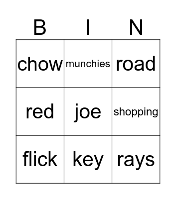 Free Time Idioms Bingo Card